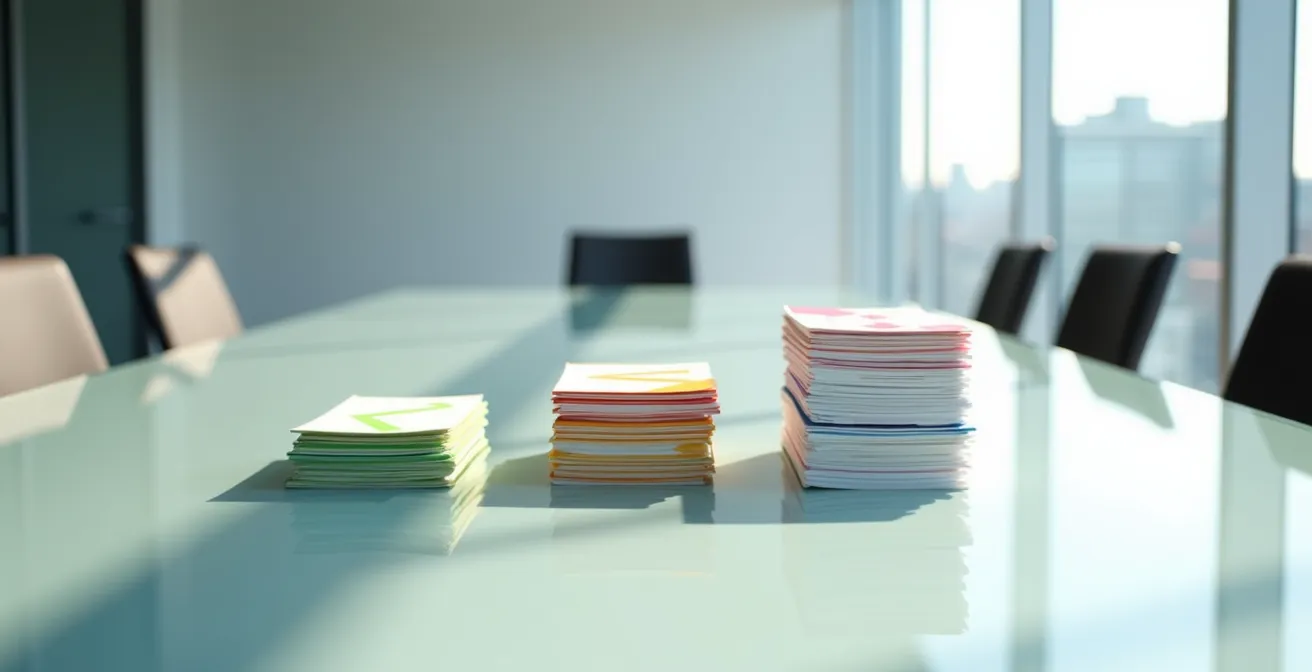 Visuelle Darstellung einer strukturierten Reaktionsstrategie auf verschiedene Bewertungstypen