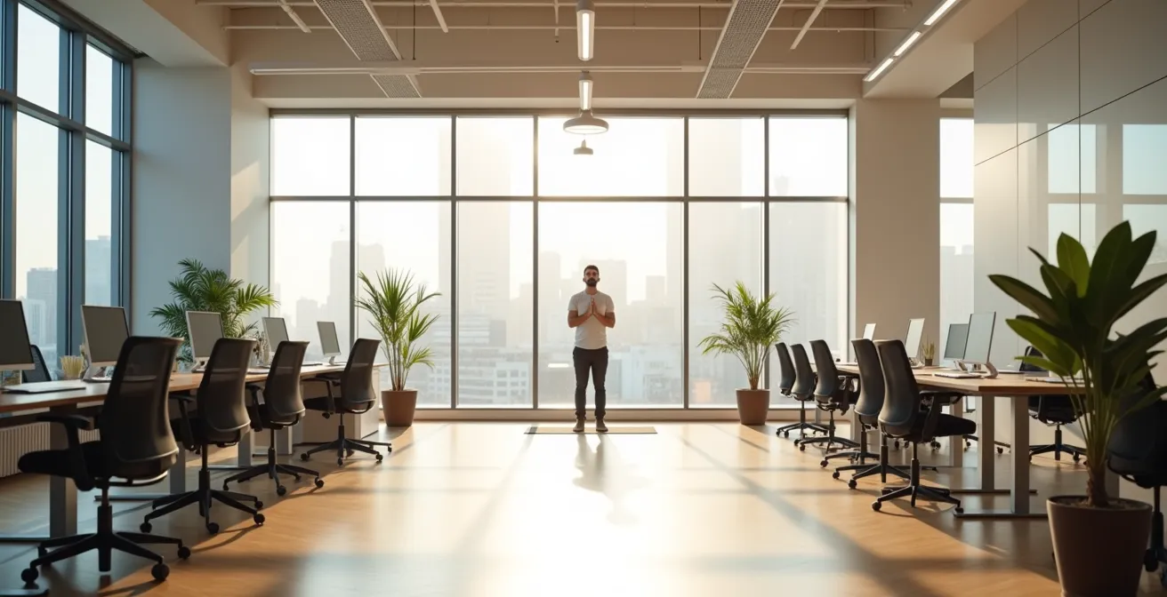 Moderne Arbeitsumgebung mit Fokus auf Mitarbeitergesundheit