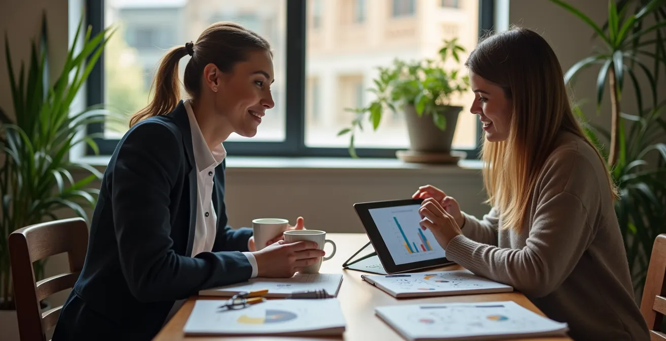 Professionelles Netzwerktreffen mit IT-Experten beim informellen Austausch