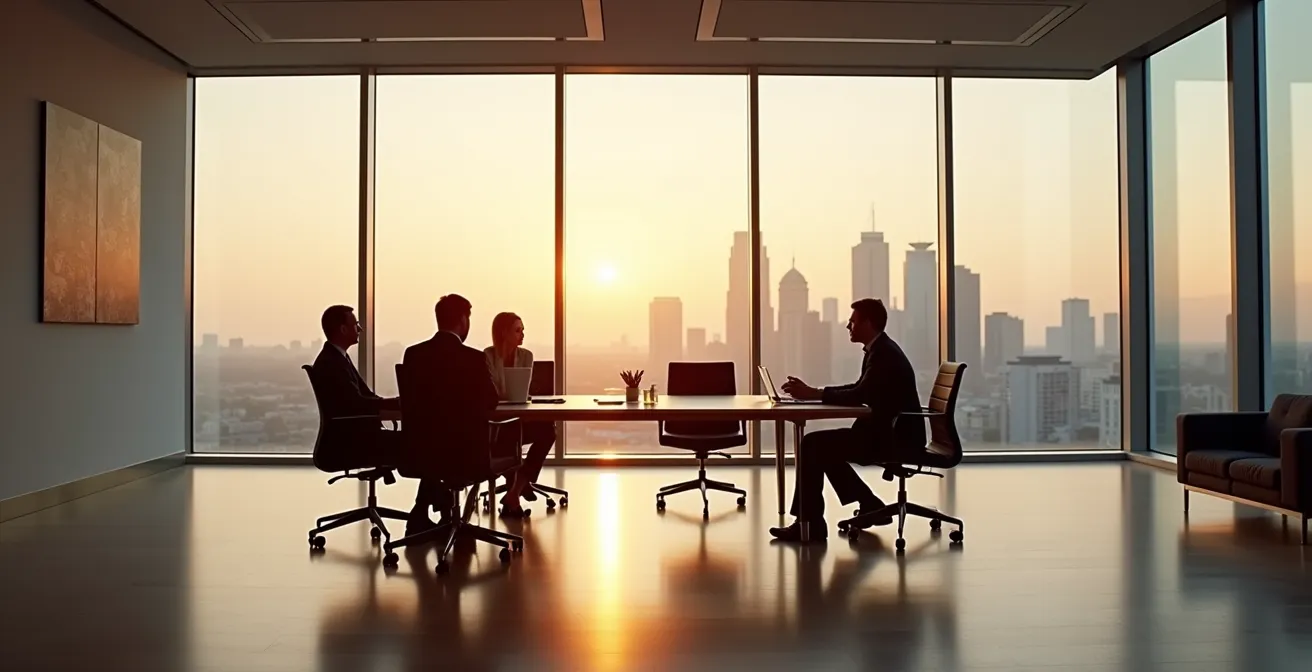 Führungskräfte besprechen ESG-Strategie in modernem Büro in Deutschland