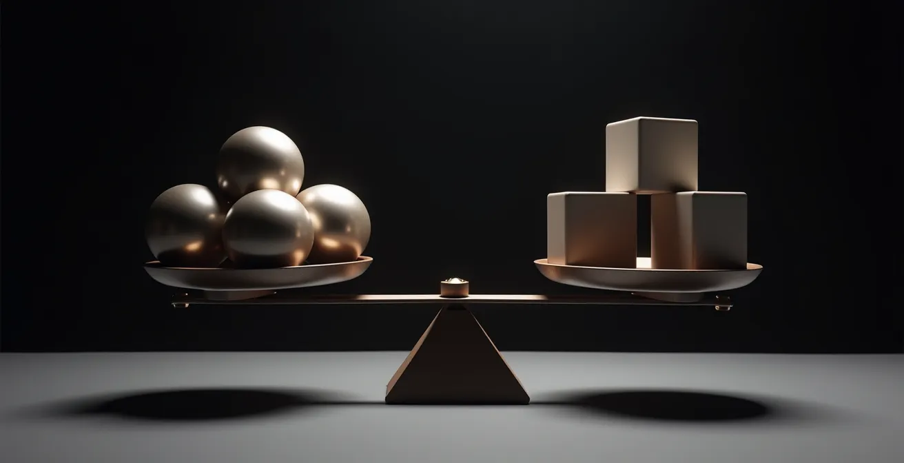 Metaphorische Darstellung verzerrter Produktprofitabilität durch falsche Kostenschlüssel