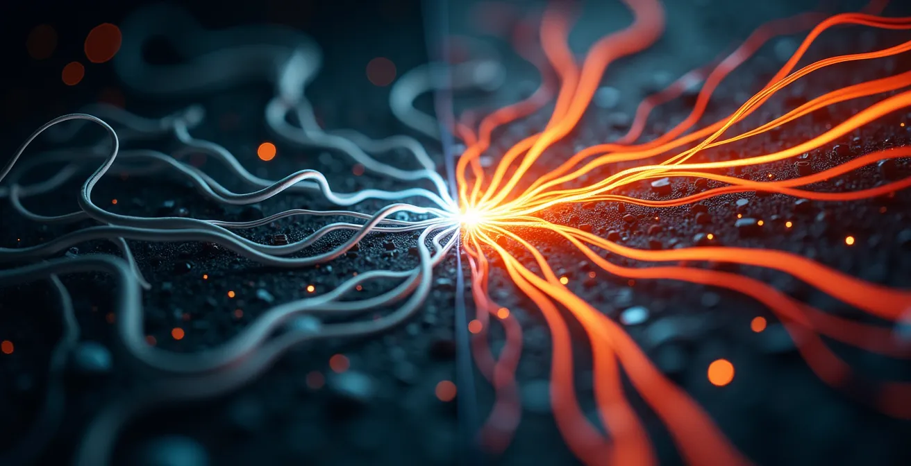 Vergleich zwischen bunter visueller Roadmap und grauer Datentabelle mit engagierten Mitarbeitern